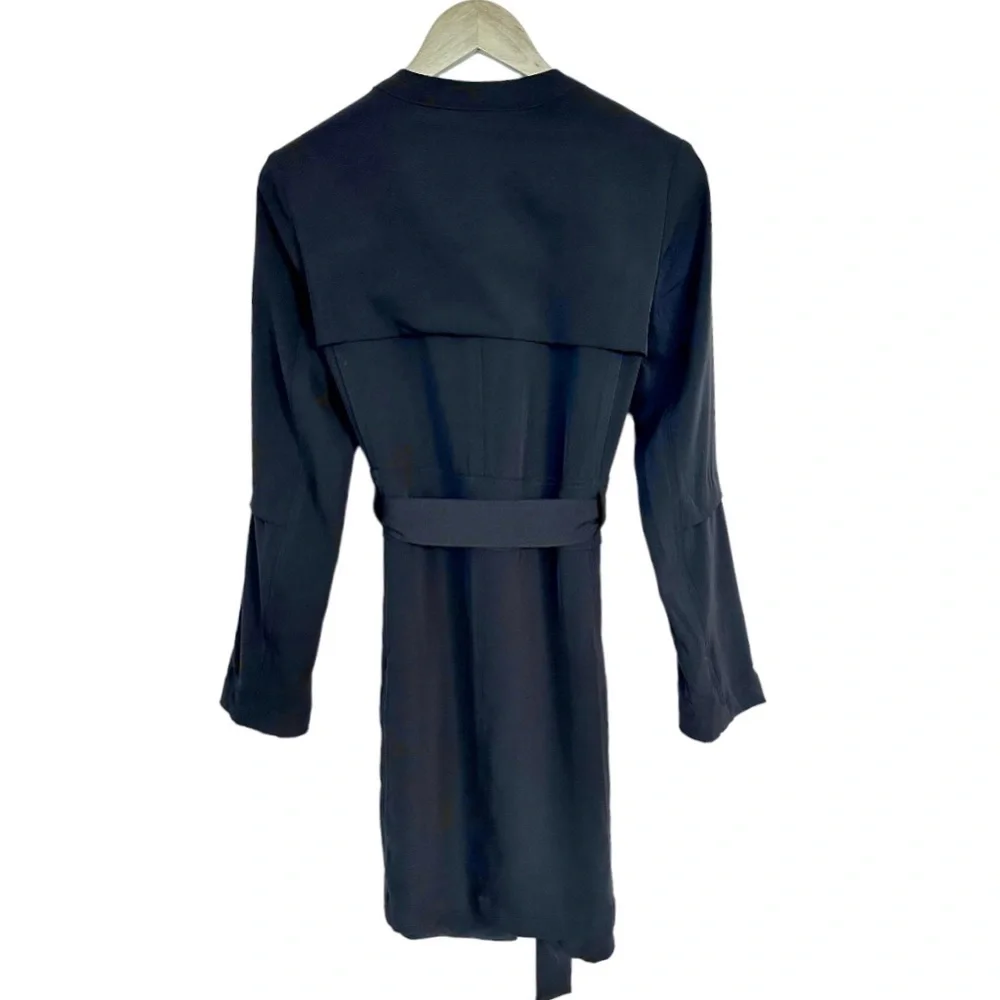 Rachel Zoe True Wrap Trench Coat Dress Long Sleeve Black Size Small - Picture 12 of 16